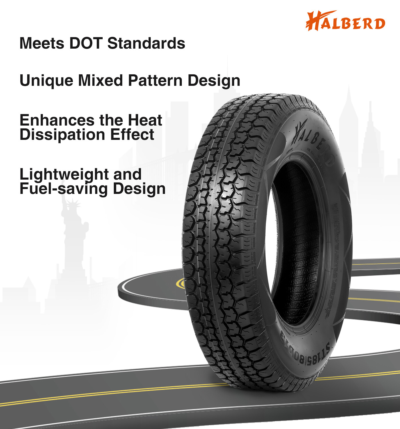 Set 2 Premium ST185/80D13 Trailer Tires 185 80 13 Heavy Duty 6Ply Load Range C