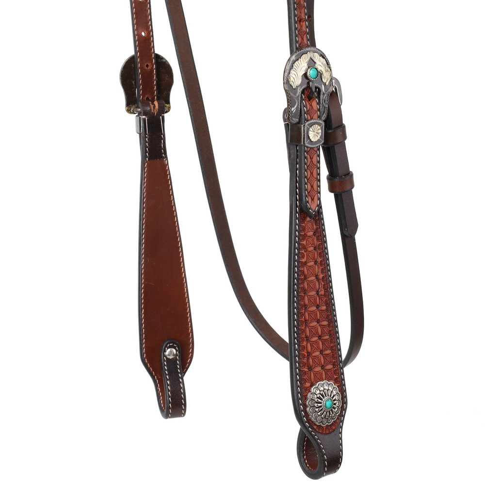 Showman Rustic Tooled Browband Leather Headstall