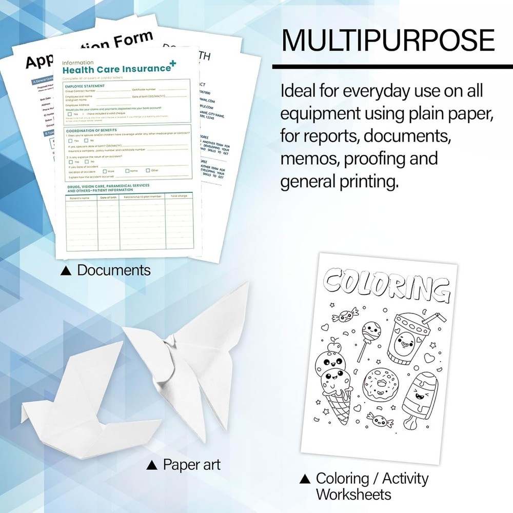Dependable 50 Pack Multipurpose 8.5x11 Printer Paper - Perfect for Home & School