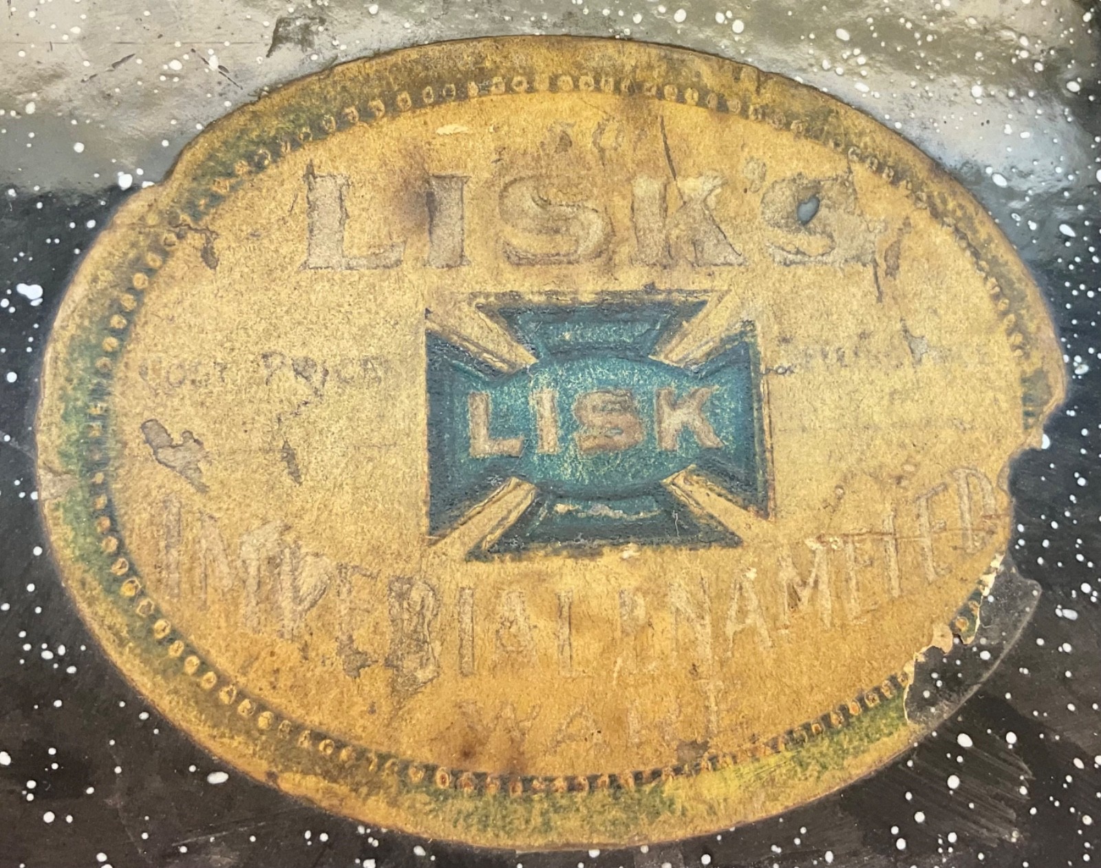 #455 BLACK GRANITEWARE MINERS RAILROAD LUNCH PAIL 4 PC. 8 1/2" TALL - LISK LABEL