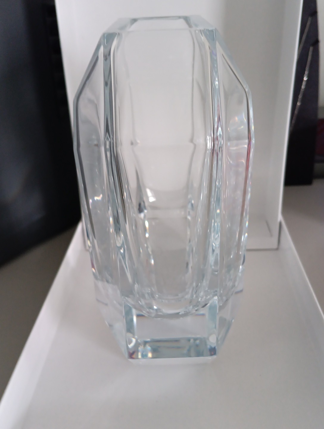 Baccarat Octagon Vase Clear New