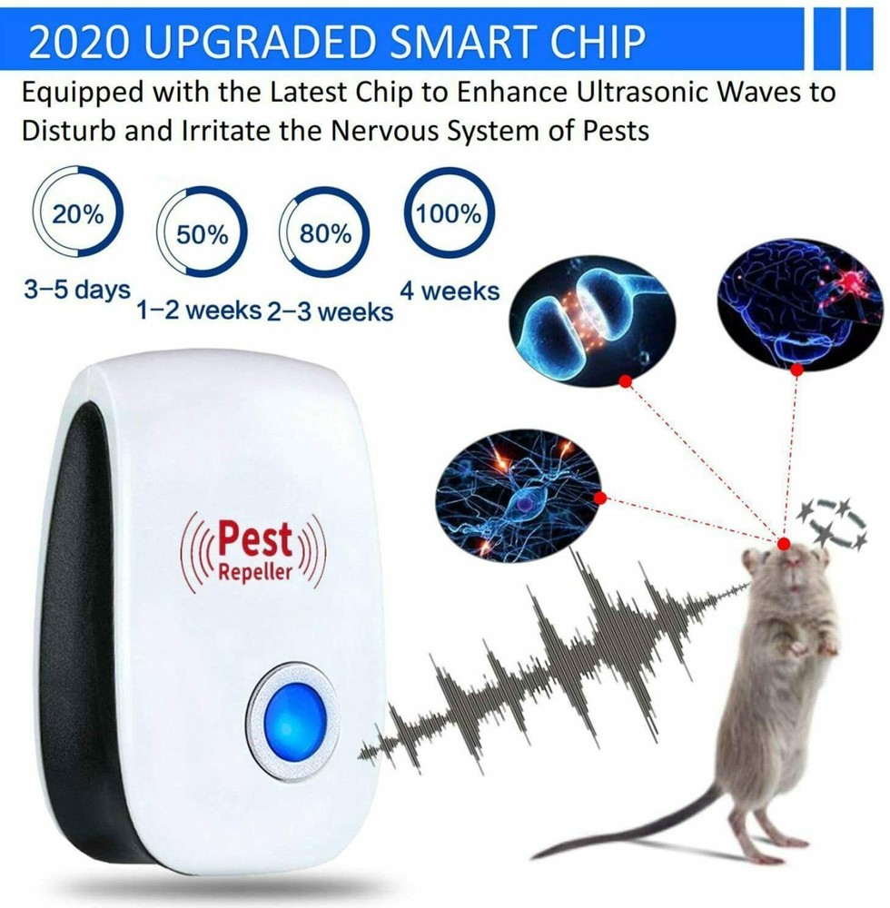 3 x Electronic Pest Reject Control Ultrasonic Repeller Home Bug Rat Spider Roach