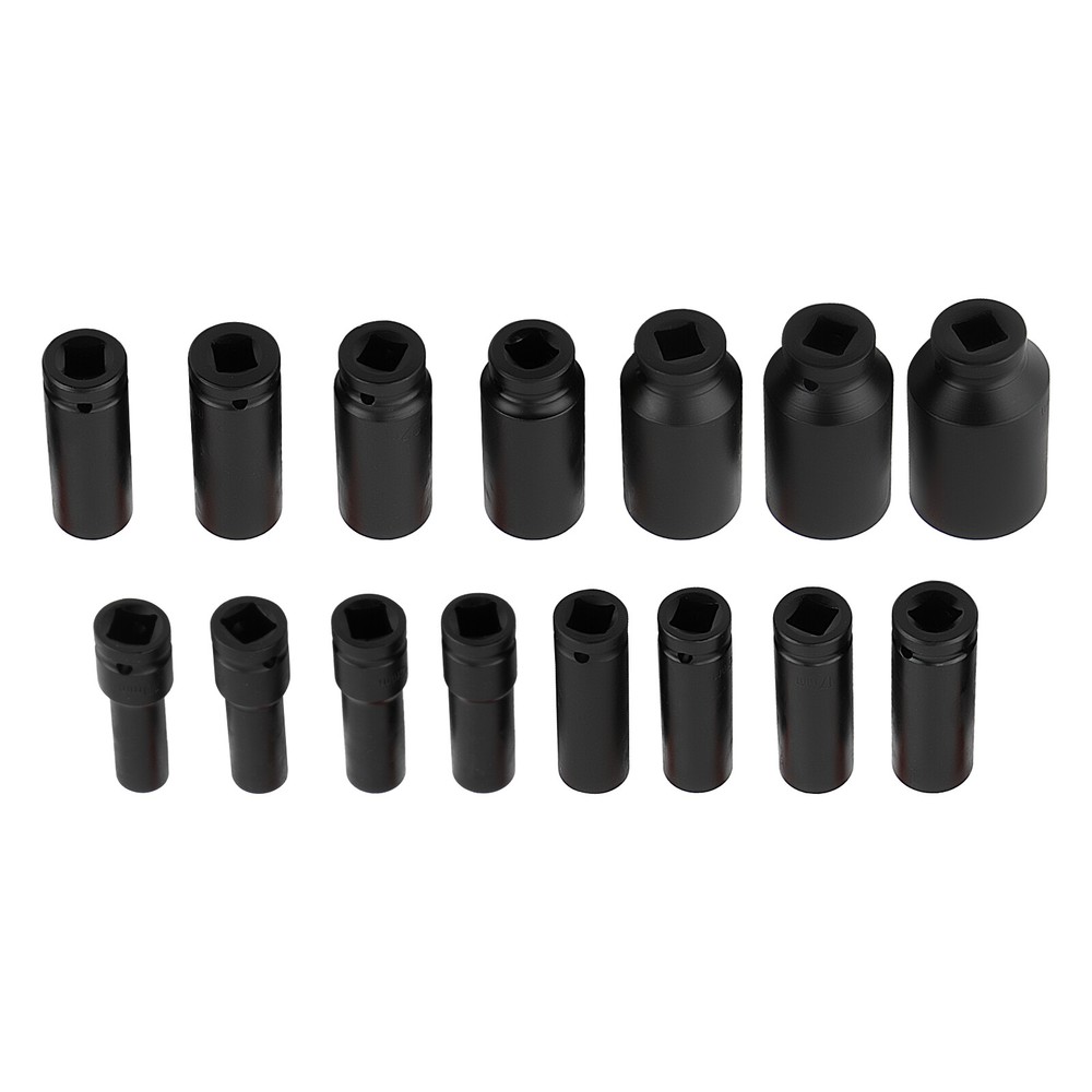 35PCS 1/2" Deep Impact Socket Set Drive 6 Point Metric Garage Tool 8 - 32mm
