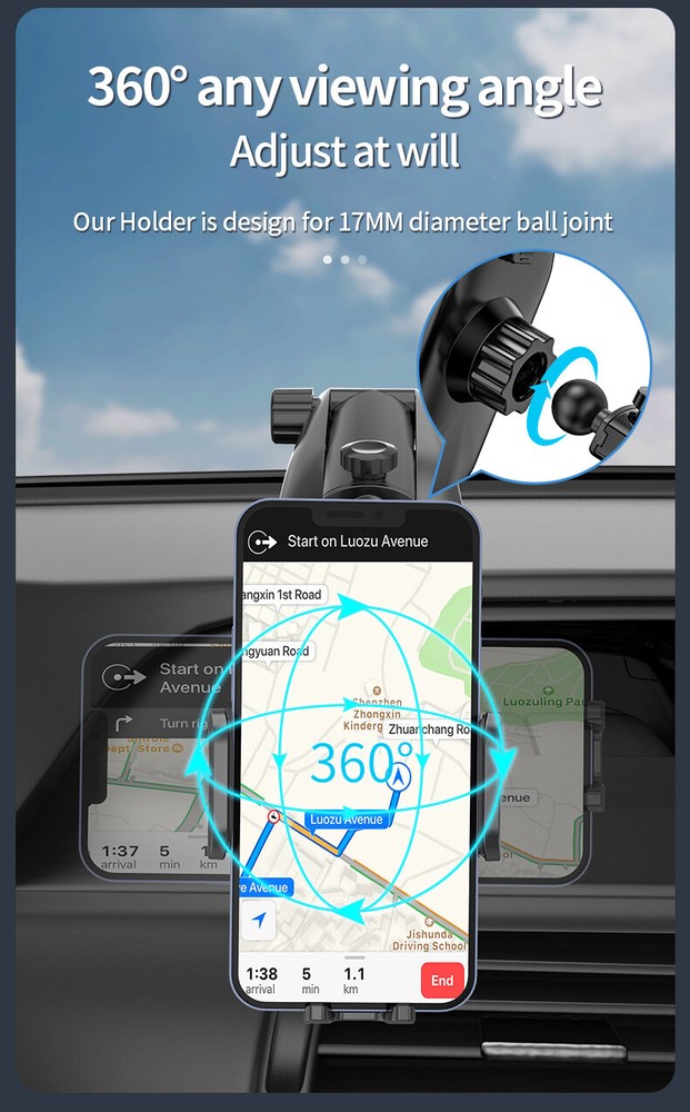 Mobile Cell Phone Holder Car Mount Universal 360° Windshield Dashboard Air Vent