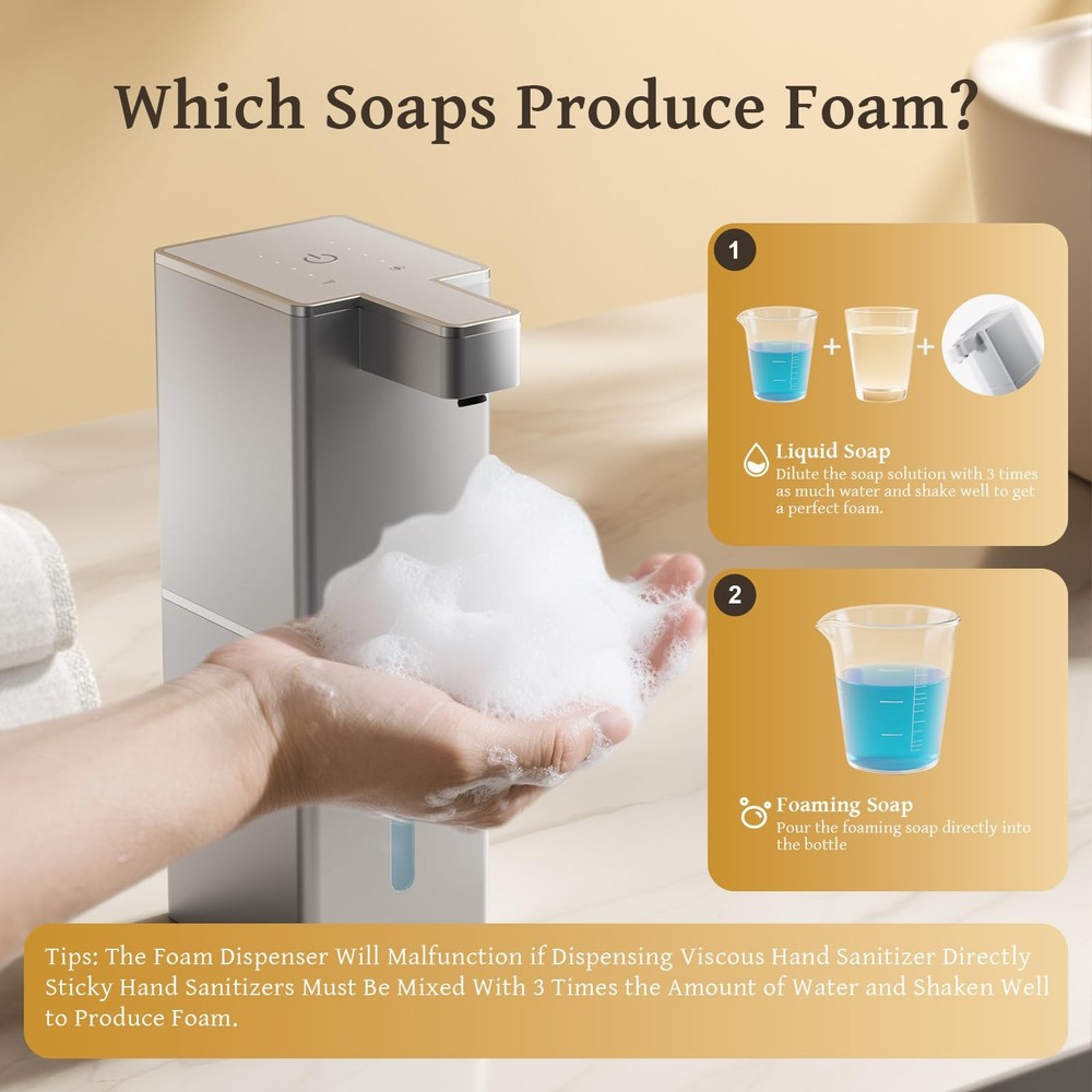 Vuswikoti P12 Automatic Foaming Soap Dispenser - Touchless, 4-Level Adjustabl...