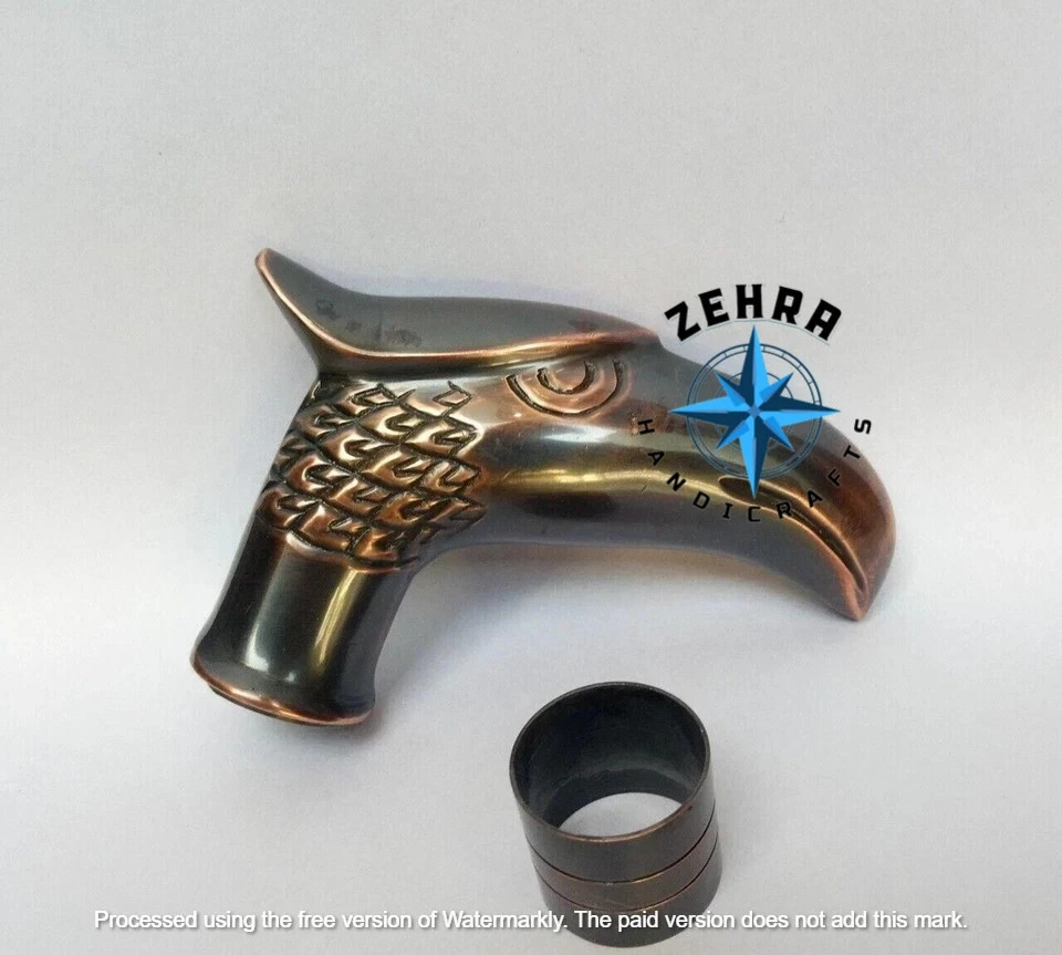 ZEHRA Vintage Nautical Walking Cane Eagle Head Solid Brass Handle Birthday Gift