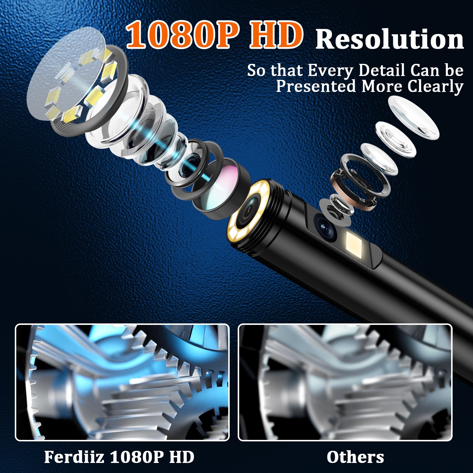 Professional Dual-Lens Borescope - 1920P HD, IP67, 16.4ft for Mechanics & DIY