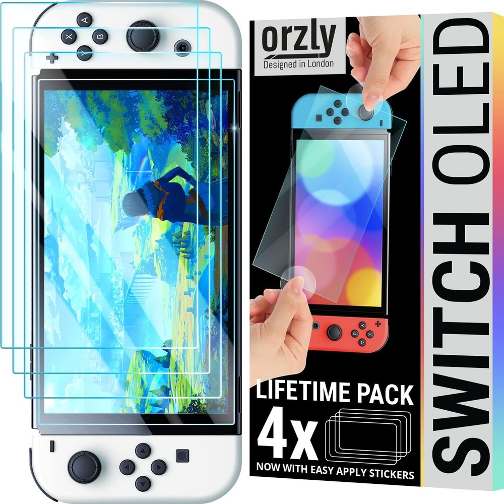Tempered Glass Screen Protector for Nintendo Switch OLED - 4 Pack, Lifetime Edit