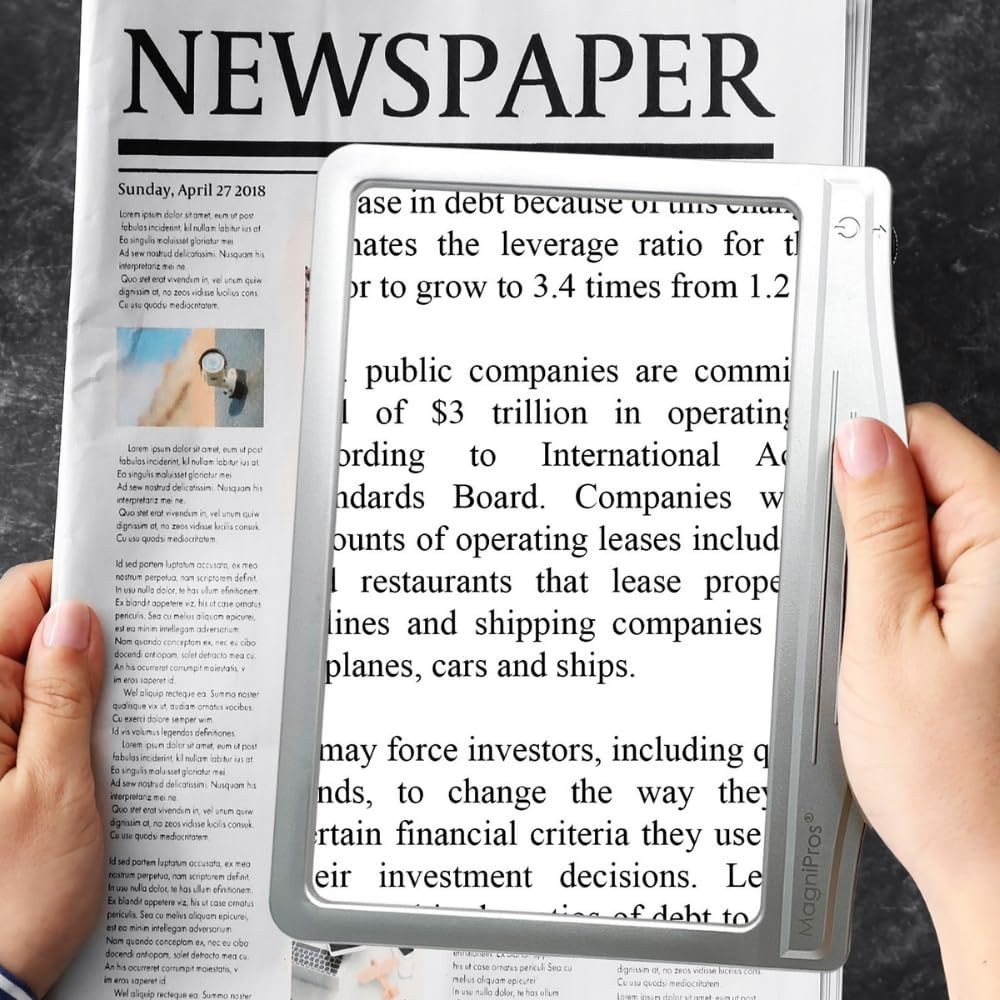 Versatile LED Page Magnifier for Low Vision: 3X Magnification & Adjustable Light