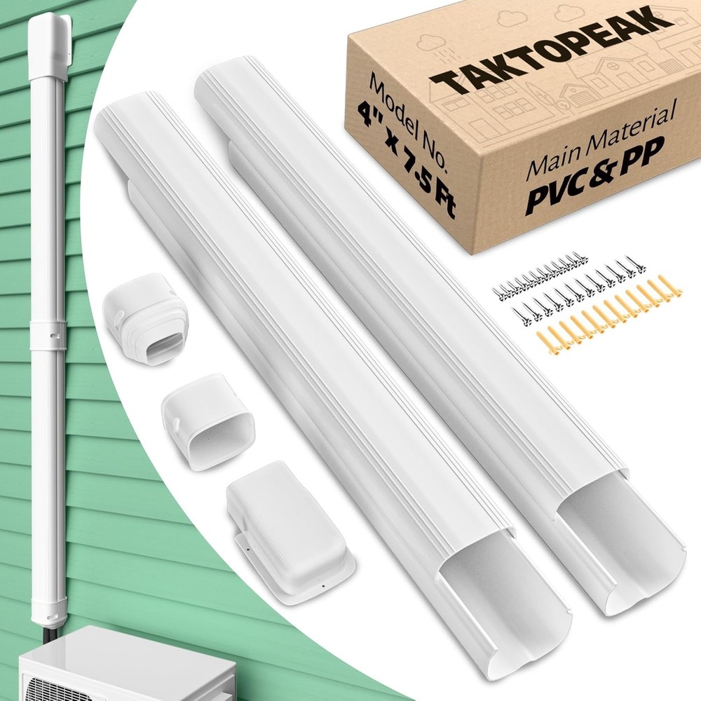 New Mini Split AC Line Cover 4" x 7.5 Ft, White