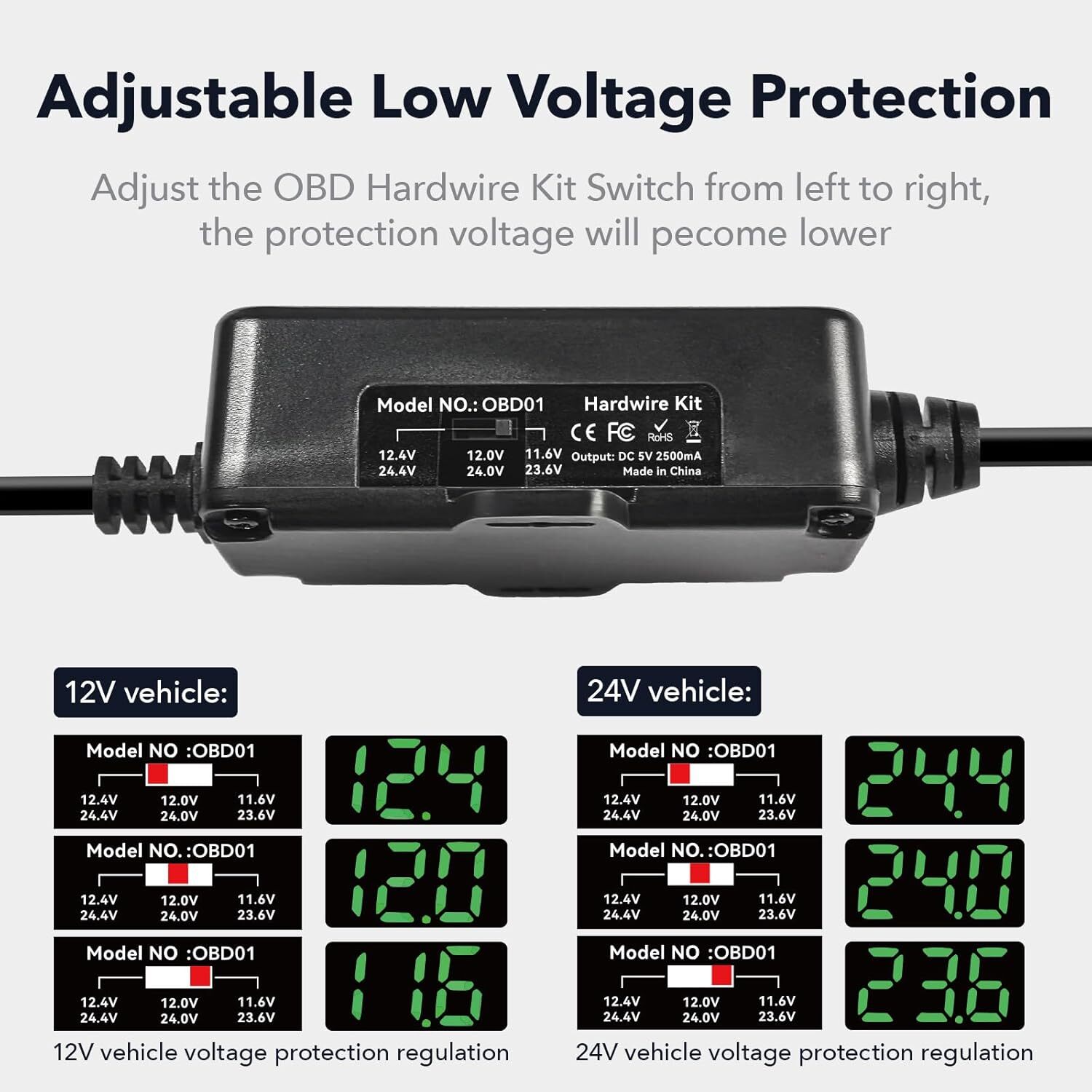 REDTIGER Dash Cam OBD Hardwire Kit Power Cable Type USB C Port for Dash Camera