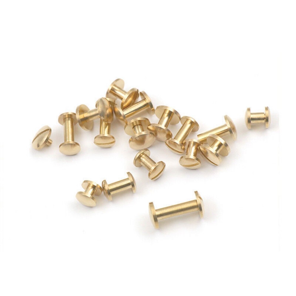 Solid Brass 8mm 10mm Wide Chicago Screws Studs Leather Craft Rivets Binding Book