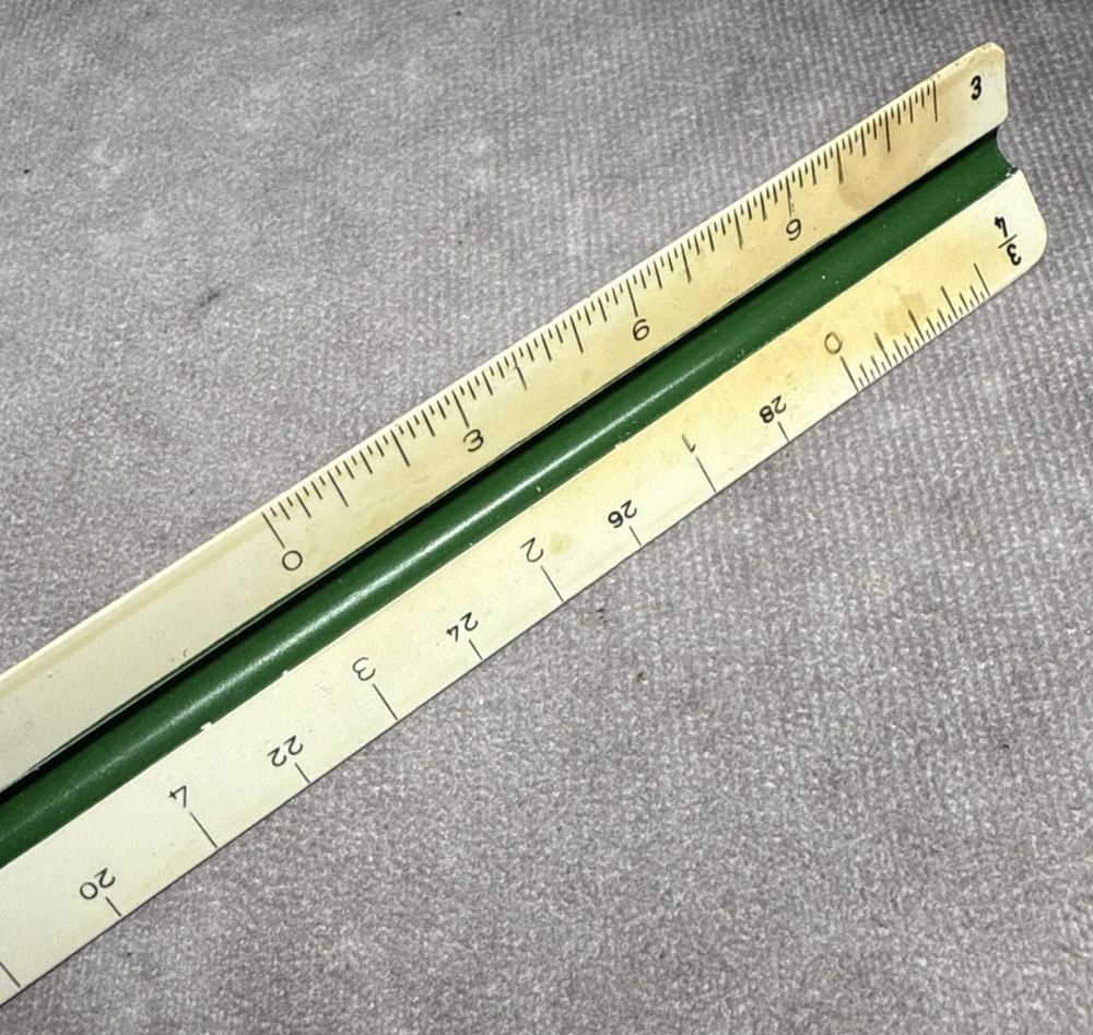 Vtg Alvin No. 240P Architect Triangular Scale Ruler US Std West Germany 12"