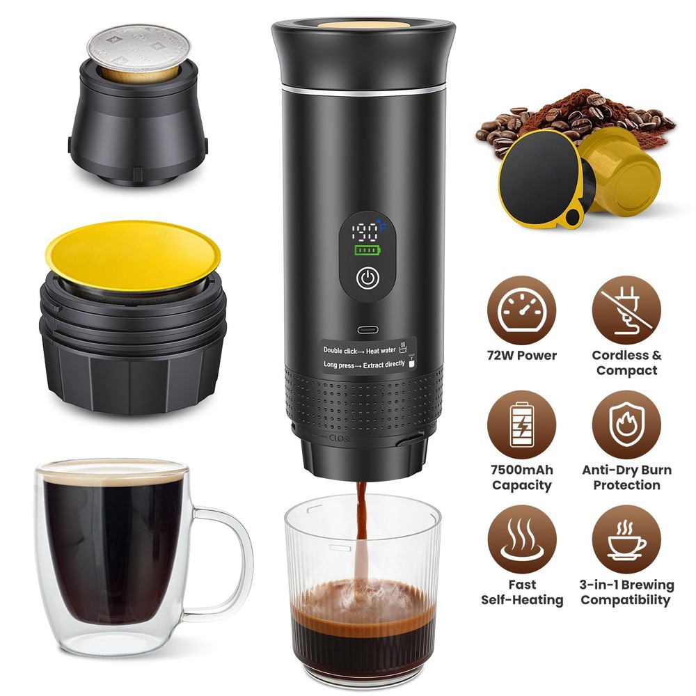 Cordless Espresso Maker Machine Self-Heating Coffee Maker