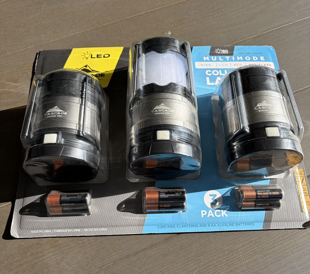 CASCADE Mountain Tech Multimode Collapsible Lantern 3 Pack #1170792 180 Lumens