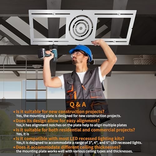 New Construction Mounting Plate, 3-4-6 Inch, LED Recessed 24 Pack Silver