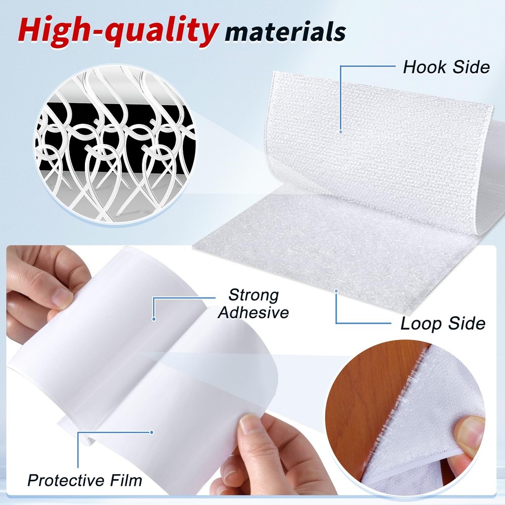 4 Inch x 20Ft Hook and Loop Strips with Adhesive, Double Sided Self Adhesive,...