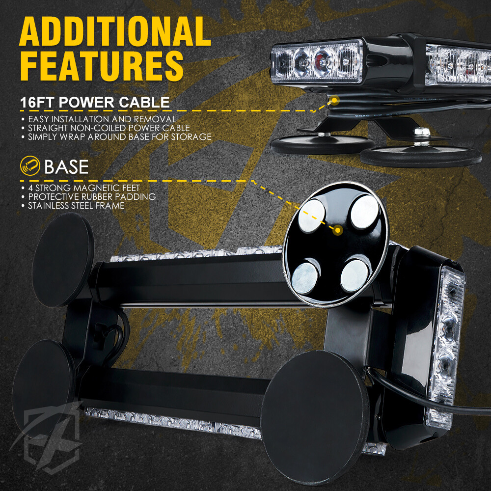 Xprite Amber 32 LED Strobe Light Bar Rooftop Double Side Flash Emergency Warning