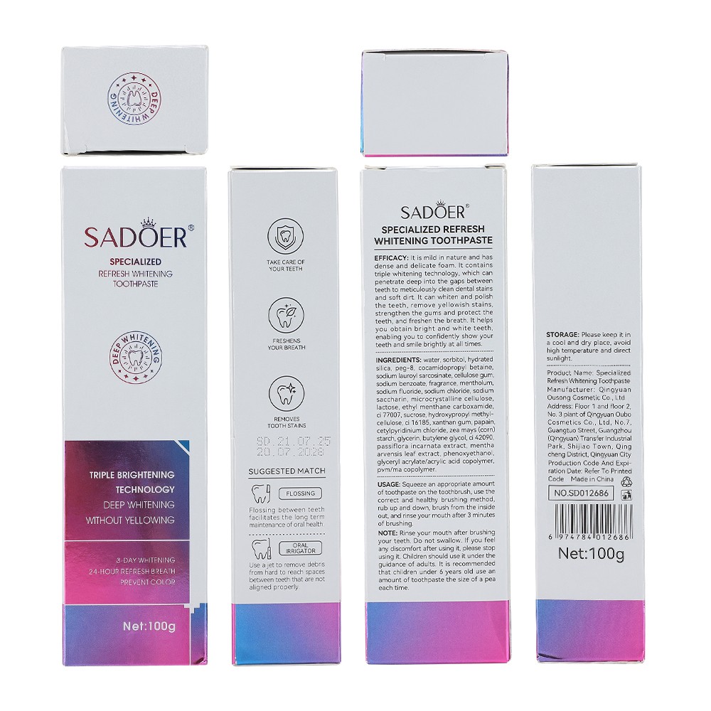 2x Teeth Whitening Toothpaste Remove Tooth Stain Deep Teeth Clean Fresh Breath