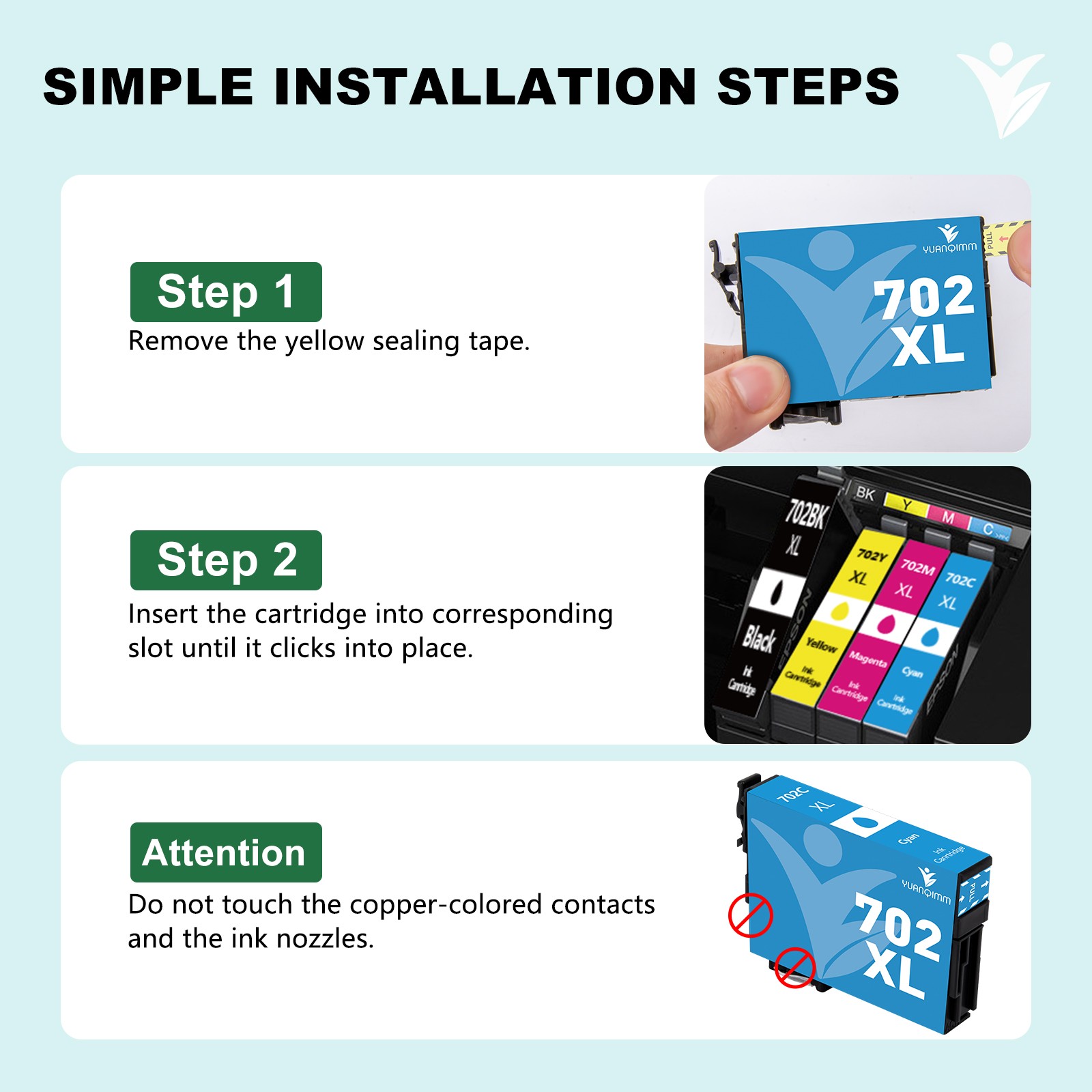 702XL T702XL Ink Cartridges for Epson Workforce Pro WF-3725 WF-3730 WF-3720 4PK