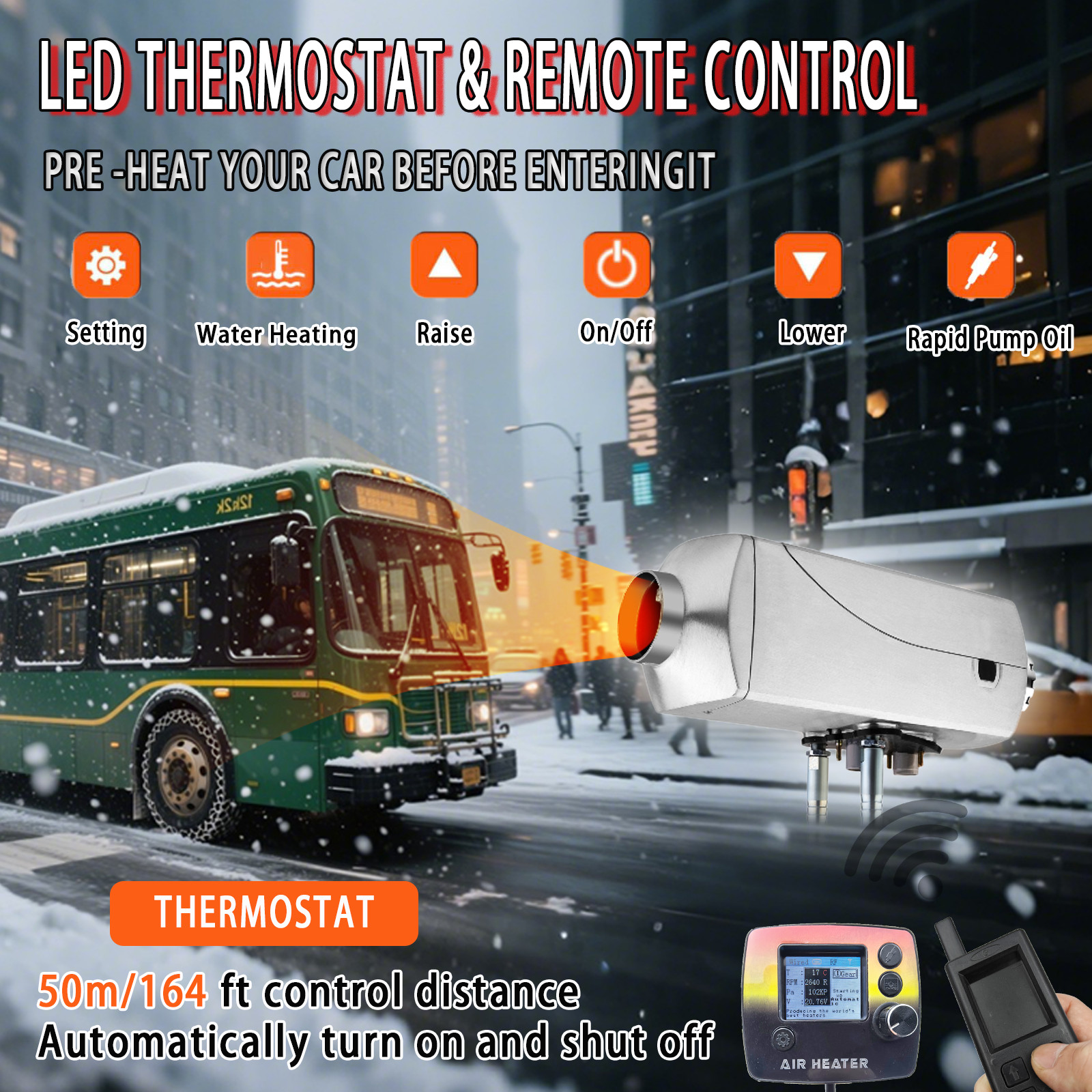 Diesel Heater 12V 8KW Air Water Heater with 2-way remote control LCD display