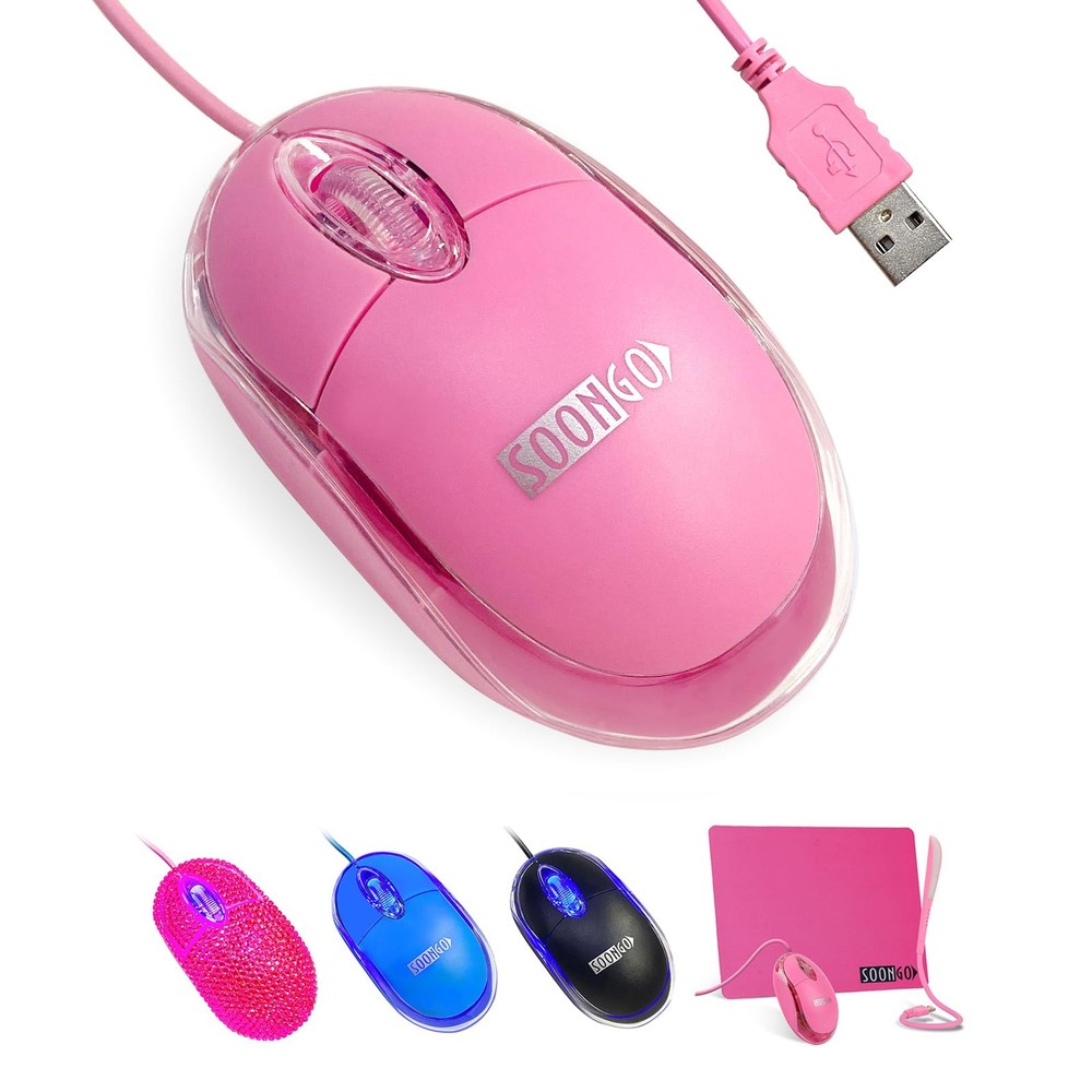 SOON GO Pink Mouse,Computer Mouse,with 1.5m USB Cable - Compatible