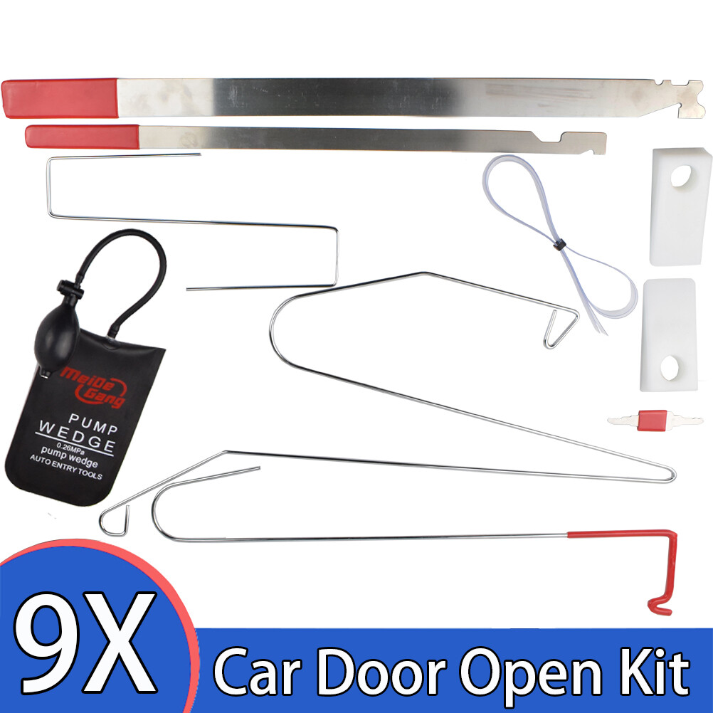 9pcs Car Door Unlock Lock Out Key Lost Opening Tool Kit + Air Pump Universal US