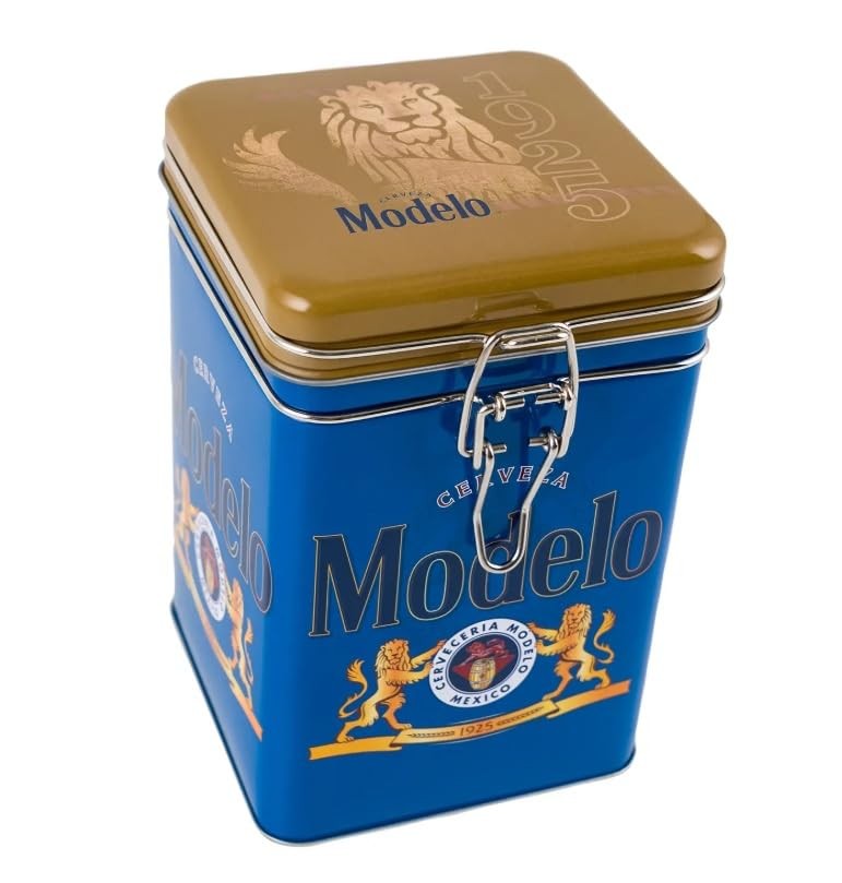 Modelo Food Container Large Rectangular All Metal Locking Cookie Jar Metal Ca...