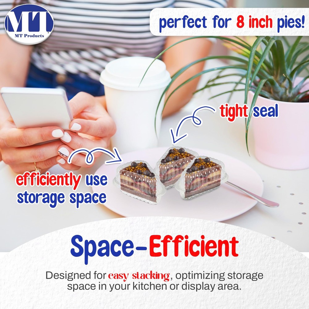 Hinged Extra Small Plastic Pie, Cheesecake, Cake Slice Container for Small Pi...