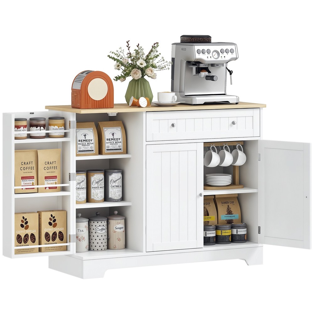 41" Sideboard Buffet Cabinet with Storage Drawer, Adjustable Shelf, White