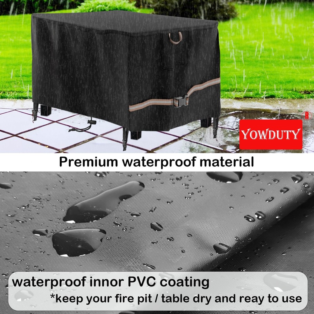 Rectangular Propane Gas Fire Pit Table Cover 52x34x24, Waterproof Heavy Duty ...