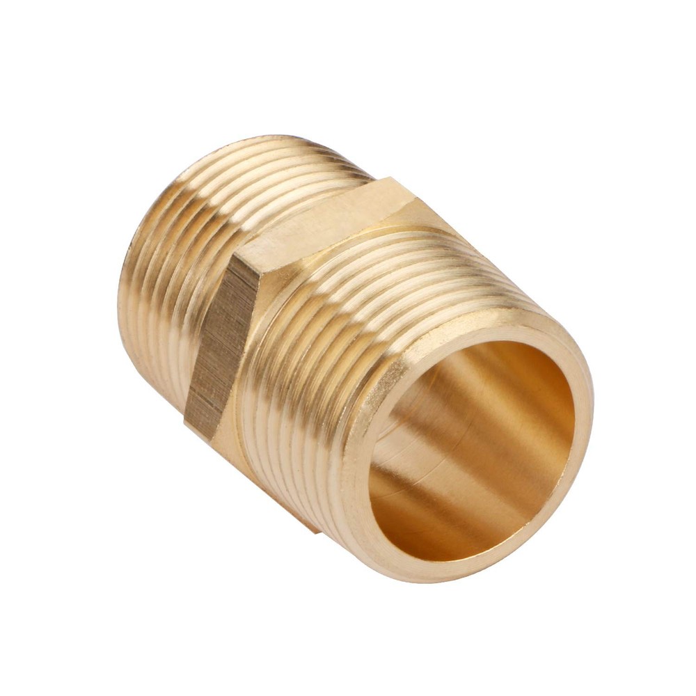 U.S. Solid Brass Pipe Fitting, Hex Nipple, 3/4"-3/4" NPT Male, 1 pc,