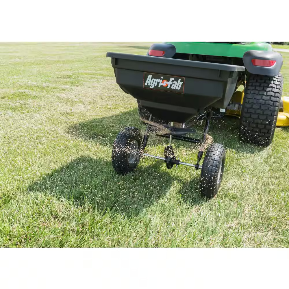 Tow Behind Grass Seed Salt Broadcast Lawn Fertilizer Spreader Pull Rustproof