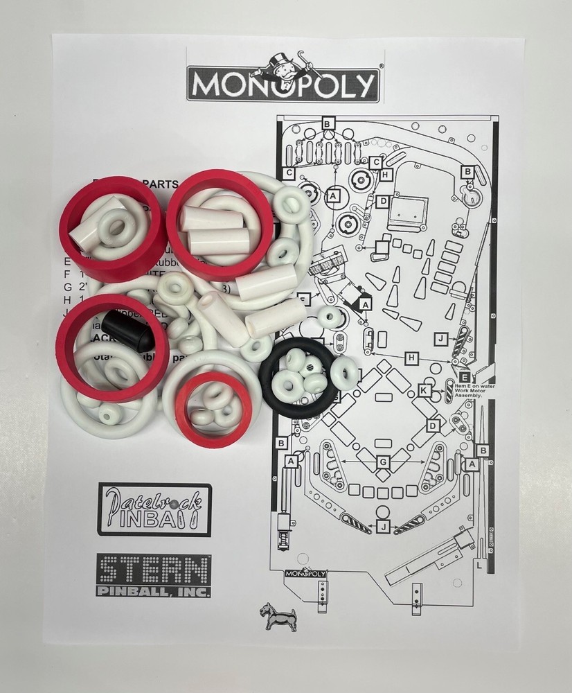 2001 Stern Monopoly Pinball Machine Rubber Ring Kit