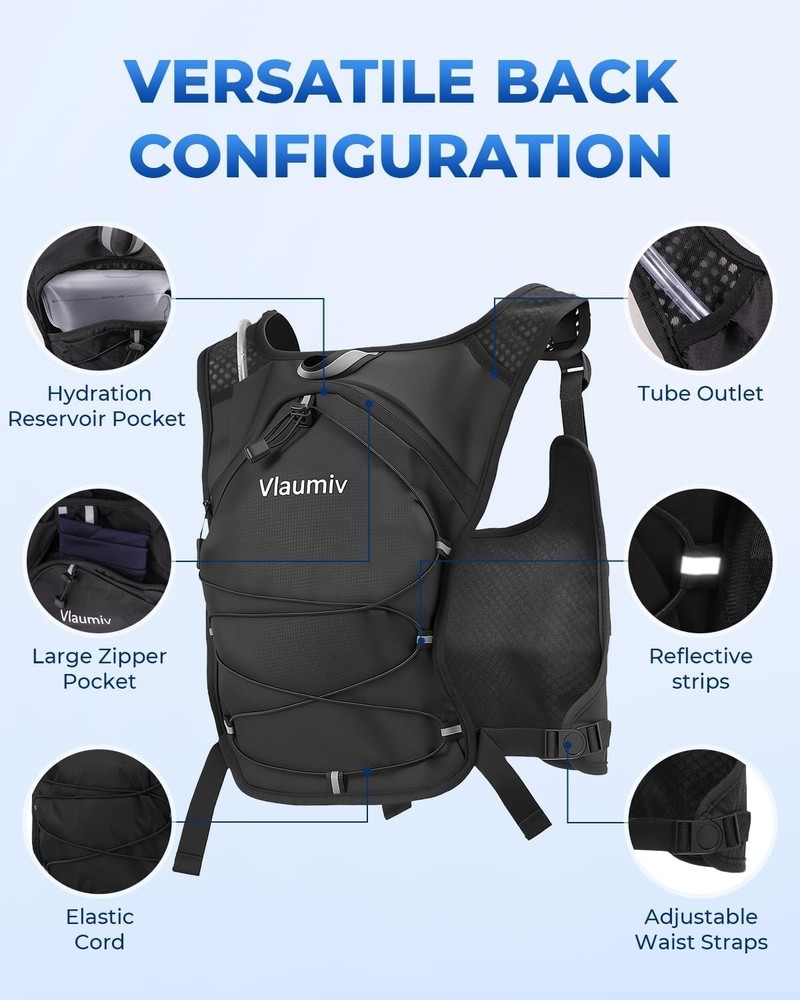 Running Vest with 2L Water Bladder, Hydration Backpack with Adjustable Straps