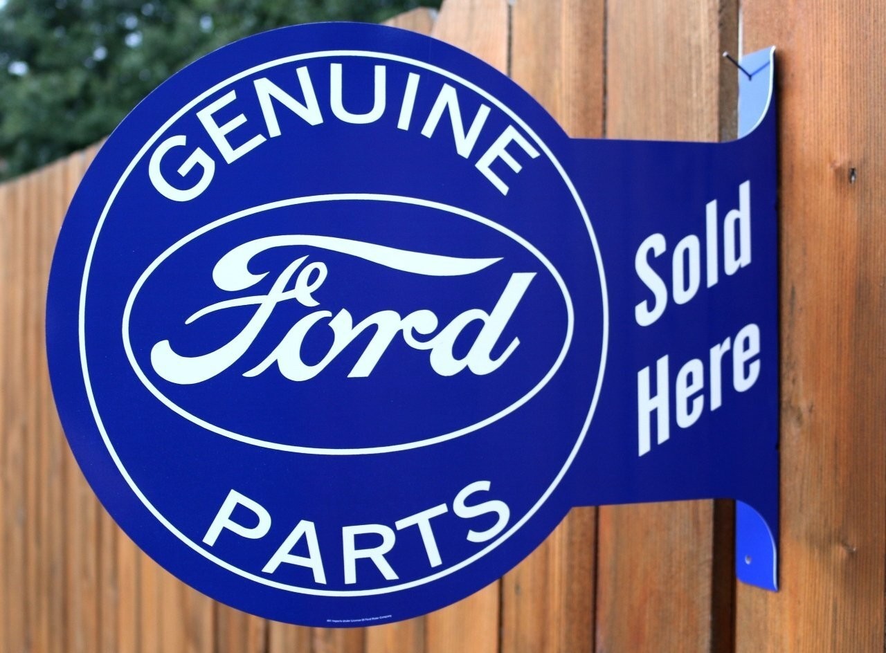 Ford Genuine Parts Metal Flange Sign – Garage Wall Decor – Man Cave | Free Ship