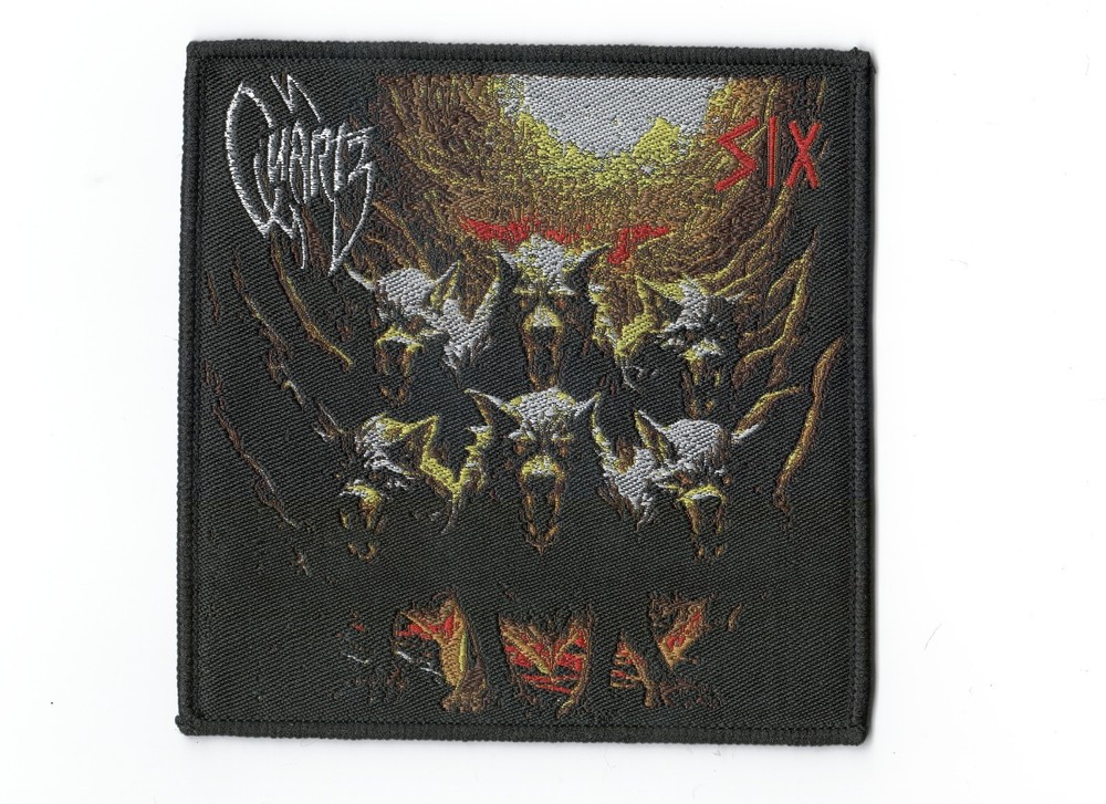 QUARTZ,SIX, SEW ON BLACK BORDER WOVEN PATCH