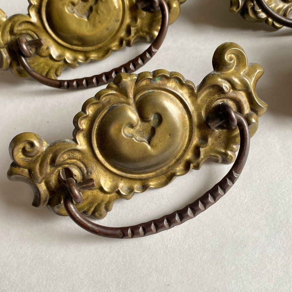Antique Pressed Drop Pull Repoussé 3" Center Victorian Shabby
