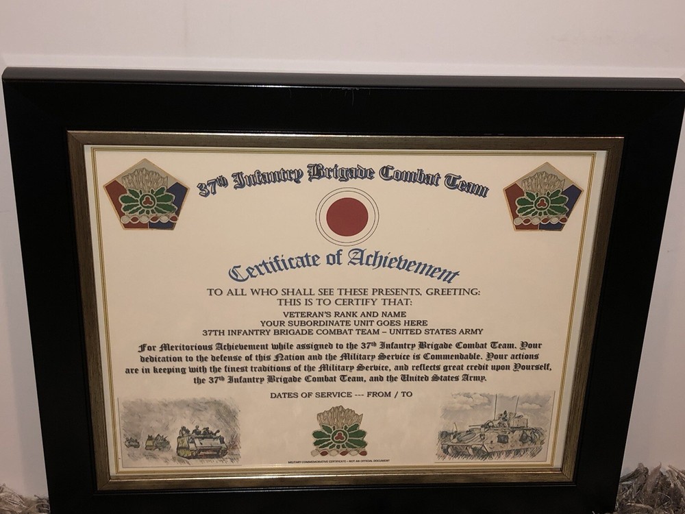 37TH INFANTRY BRIGADE COMBAT TEAM - COA / (COMMEMORATIVE CERTIFICATE)