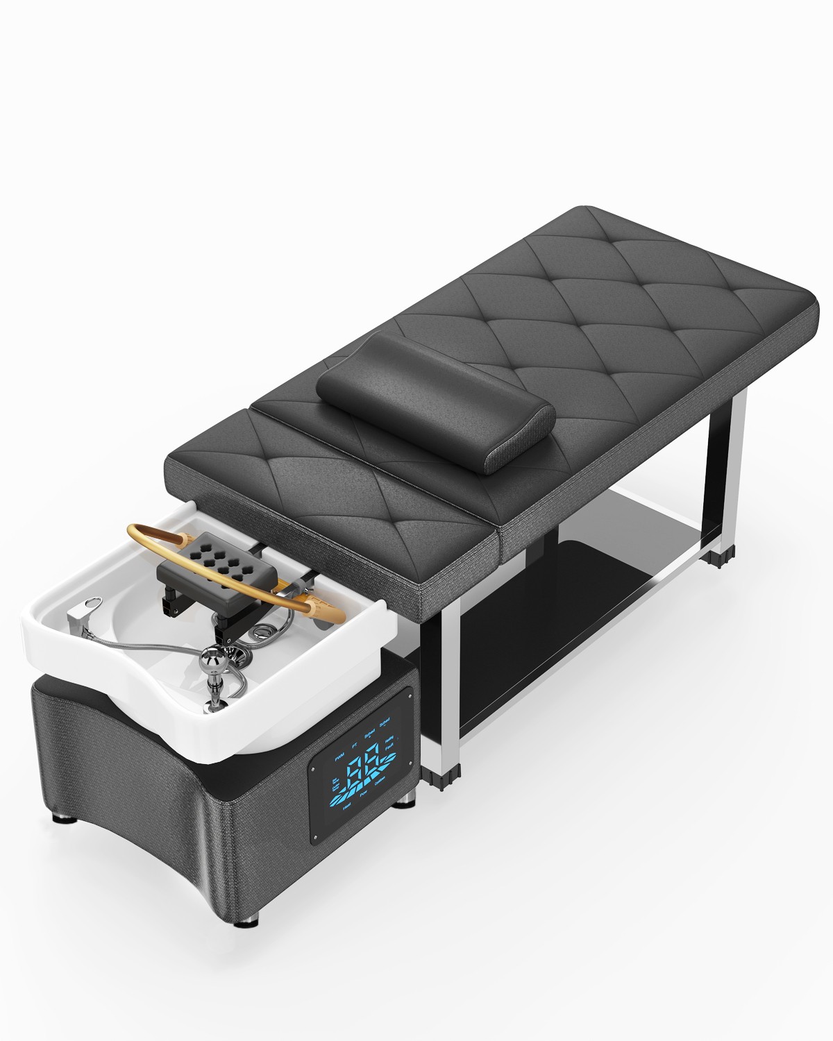 Head Spa Shampoo Bowl Massage Bed Backwash Unit w/Water Cycle,LED Lights Therapy