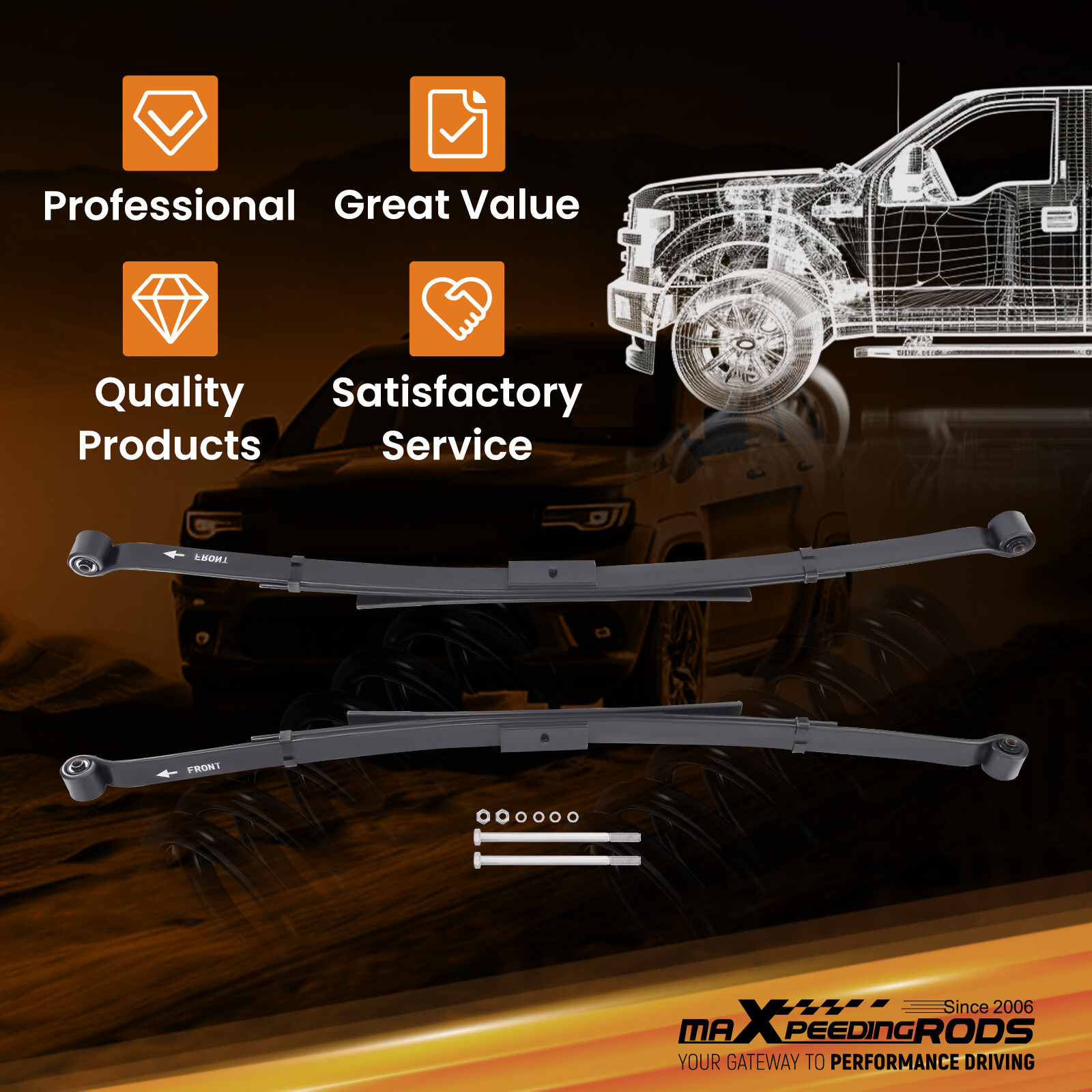 4" Lowering Leaf Spring Set For Chevy Silverado/C-1500/GMC Sierra 1988-1998