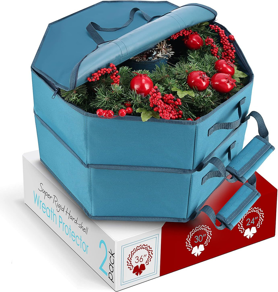 Container-Hard Shell Christmas Bag with Interior Pockets, Dual Zipper and Handle