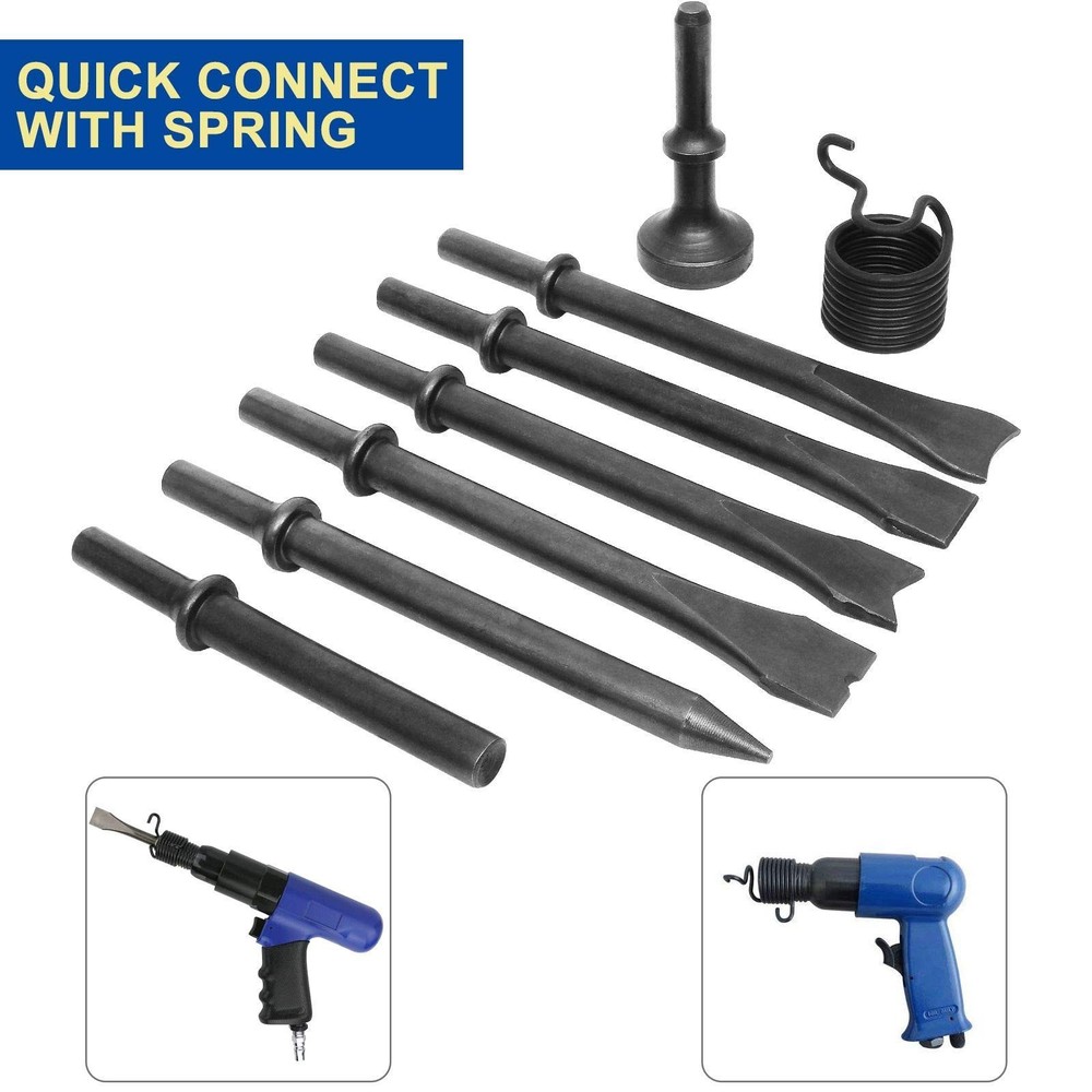 8 Piece Air Chisel Set Pneumatic Chisel Air Hammer Punch Chipping Bits Tool
