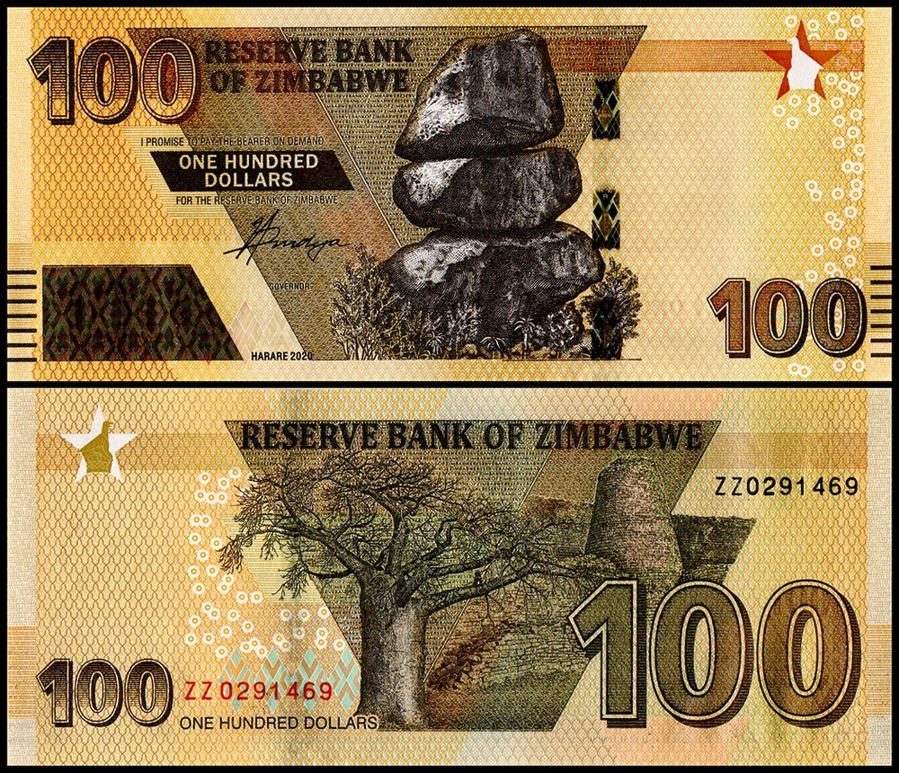 Zimbabwe 100 Dollars, 2020, P-106a, UNC, REPLACEMENT