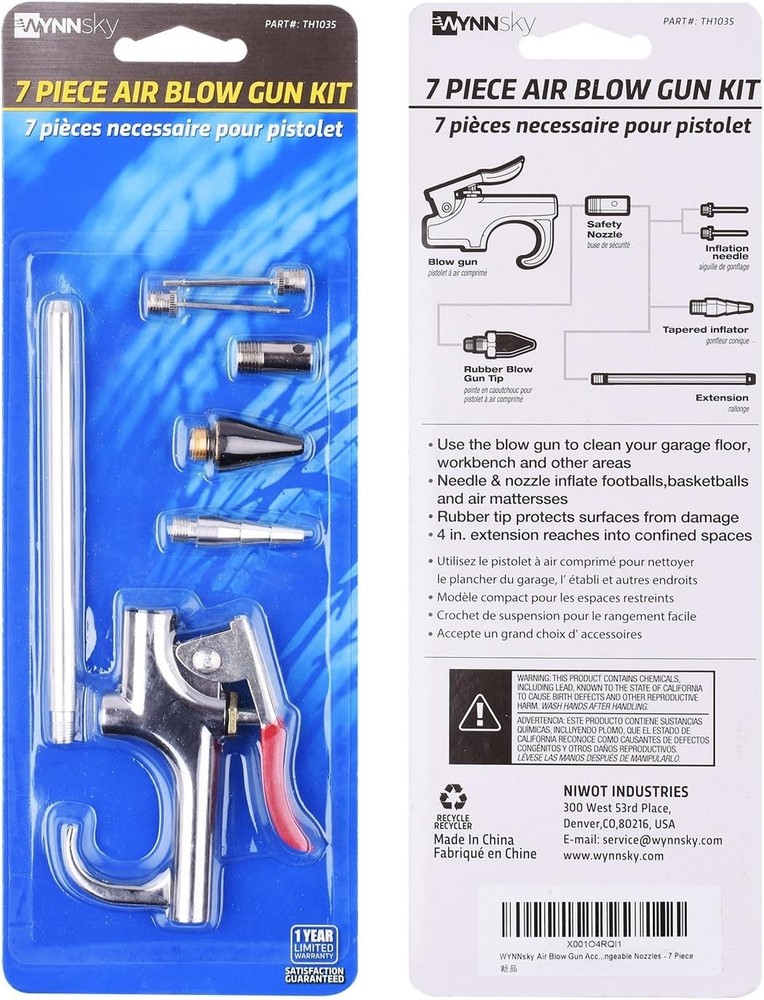 7-Piece Air Compressor Tool Kit - Includes Interchangeable Nozzles & Tips