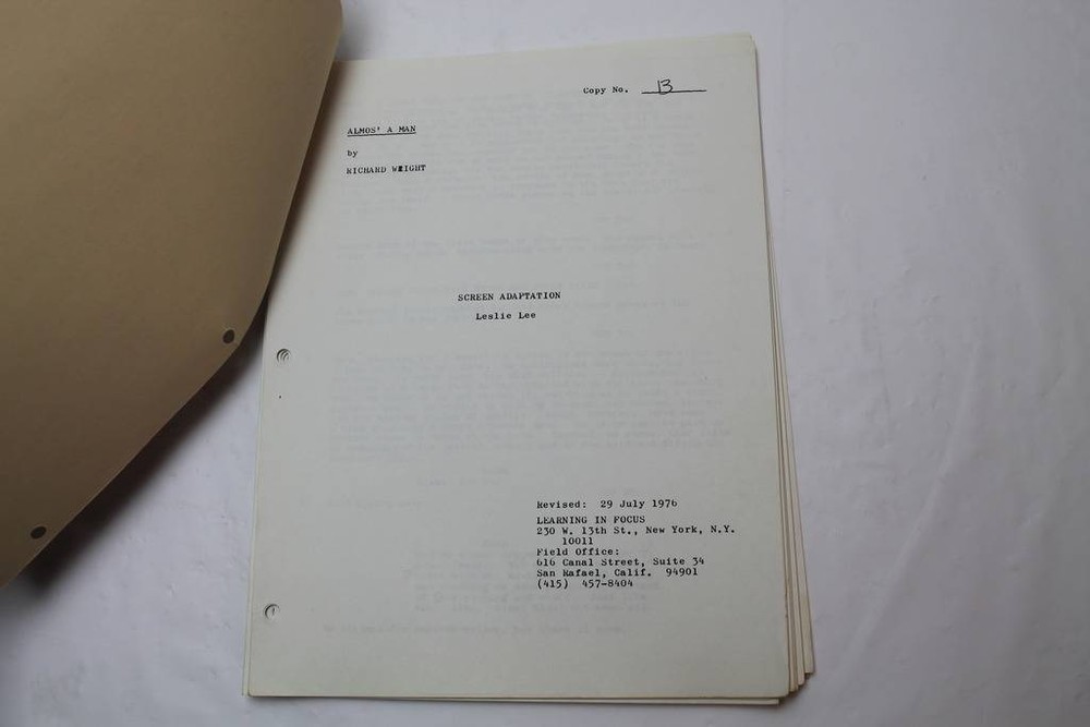 ALMOS' A MAN / Richard Wright 1976 TV Short Script, Leslie Lee