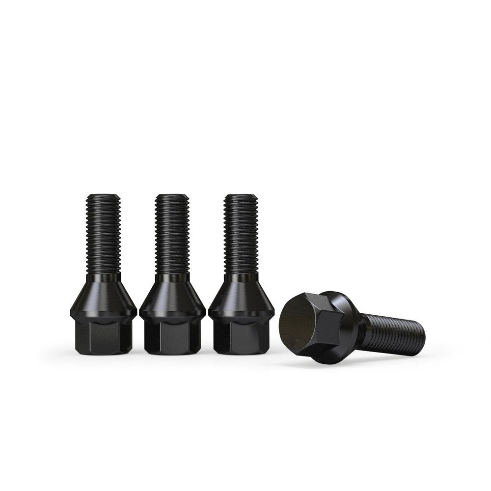 20pc 12x1.5 Black Cone Lug Bolts for BMW E36 E46 E60 E90 E92 E39 E82 E88 Z4 Z3