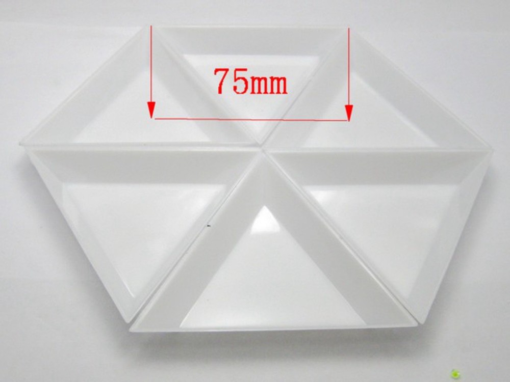 20 White Plastic Triangular Beads Sorting Trays 75mm Storage Container For Craft