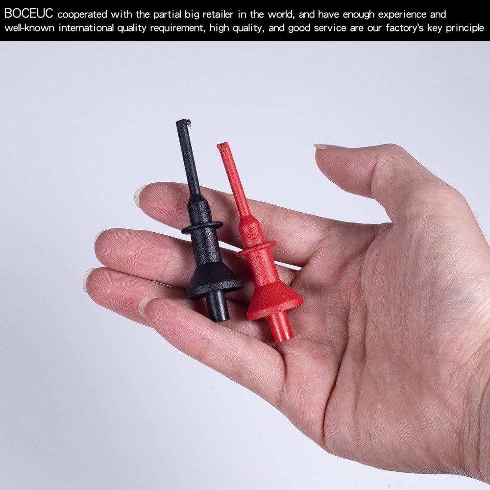 Test Hooks Clips, Multimeter Lead Kit Mini 2MM PLUG, Black, Red