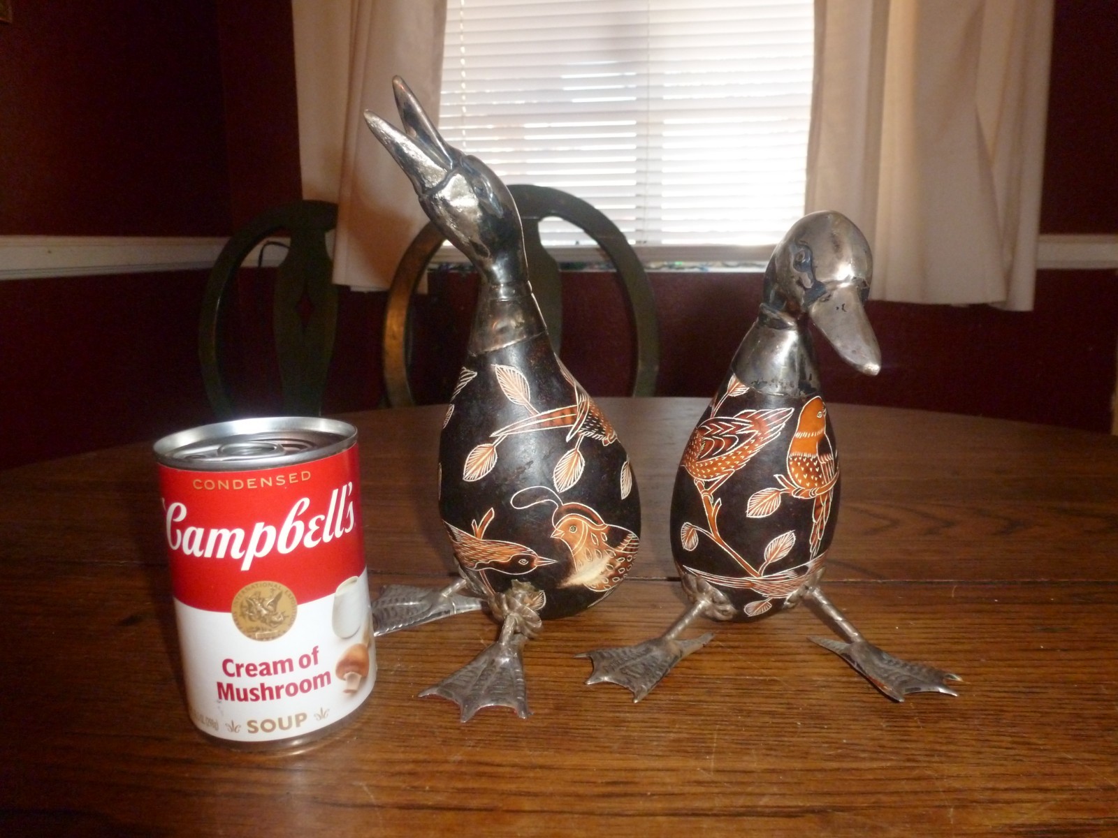 Sterling Silver 925 Vintage Hand-Carved Peruvian Gourd Art Duck